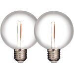 Lot 2 ampoules led d�coratives globe e27 diam. 80mm, 0. 6w, 55 lumens, 3000k blanc - chaud, plastique ...