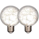 Lot 2 ampoules led d�coratives globe e27 diam. 80mm, 1. 5w, 55 lumens, 3000k blanc - chaud, plastique ...