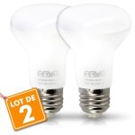 Eclairage design - lot de 2 ampoules led spot r63 e27 9w eq 60w temp�rature de couleur: blanc chaud 2700k ...