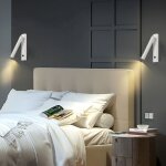 Lot de 2 applique liseuse moderne lampe de lecture murale r�glable chevet mural avec interrupteur spot ...
