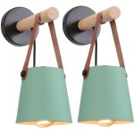 Lot de 2 applique murale en bois naturel abat - jour suspendu ceinture e27 douille luminaire pour couloir ...