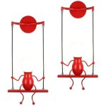 Lot de 2 applique murale cr�atif industriel luminaire e27 pour chambre d'enfant couloir loft bar rouge ...