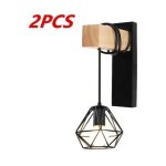 Lot de 2 appliques murales industrielles design cage en métal lampe murale bois décoration vintage luminaire ... Lot de 2 appliques murales industrielles design cage en métal lampe murale bois décoration vintage luminaire ...