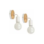 Lot de 2 applique murale interieur lampes murale en mtal et bois clairage mural pour chambre, salle ...