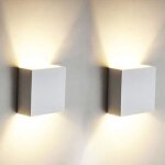 Lot de 2 appliques murales led 6w moderne aluminium - design up / down - int�rieur blanc chaud - salon, ...