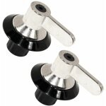 Lot de 2 boutons de commande noir / inox d'origine (694975086) four, cuisinière smeg Lot de 2 boutons de commande noir / inox d'origine (694975086) four, cuisinière smeg