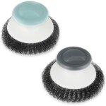 Lot de 2 brosses � r�curer en acier inoxydable avec poign�e, brosse � r�curer en laine d'acier pour nettoyer ...
