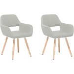 Lot 2 chaises fauteuils tapisses en tissu gris clair sur pieds en bois design rtro tendance pour salle ...
