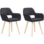 Lot 2 chaises fauteuils tapissées en tissu noir sur pieds en bois design rétro tendance pour salle à ... Lot 2 chaises fauteuils tapissées en tissu noir sur pieds en bois design rétro tendance pour salle à ...
