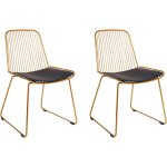 Lot 2 chaises de repas design assise en cuir pu et structure dossier en fil métal doré pensacola Lot 2 chaises de repas design assise en cuir pu et structure dossier en fil métal doré pensacola