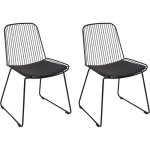 Lot 2 chaises de repas design assise en cuir pu et structure dossier en fil mtal noir pensacola
