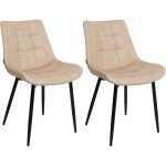 Beliani - lot de 2 chaises repas salle  manger moderne en cuir pu beige et pieds en mtal poudrs noirs ...