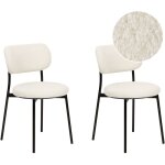 Lot 2 chaises de salle  manger au design moderne en bouclettes blanc cass casey