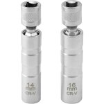 Lot de 2 cle a bougie magn�tique 16mm / 14mm longue, extracteur de douille bougie, 3 / 8' - 10mm flexible ...