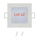 Horoz electric - lot de 2 dalles led extra plates carr� blanc 6w (eq. 48w) 4200k dim 120x120mm