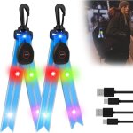 Lot de 2 feux clignotants led pour cartable - r�flecteurs - avec lumi�re color�e - rechargeable par usb ...