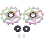 Lot de 2 galets de d�railleur arri�re en alliage d'aluminium 11 dents, motif effet iris�, pi�ces d�tach�es ...