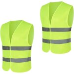 Lot de 2 gilet jaune adulte gilet reflechissant avec de bandes r�fl�chissantes gilet fluo pour voiture, ...