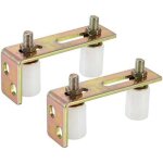 Lot de 2 guides r�glables pour portail coulissant avec rouleaux nylon et supports en l blancs