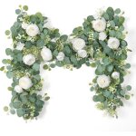Lot de 2 guirlandes de fleurs d'eucalyptus artificielles de 3. 6 m avec guirlande de fleurs blanches ...