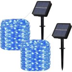 Lot de 2] guirlande lumineuse solaire exterieur, 100led 12m / 40ft guirlande guinguette �tanche 8 modes ...