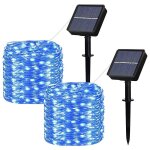 Lot de 2] guirlande lumineuse solaire exterieur, 100led 12m / 40ft guirlande guinguette �tanche 8 modes ...