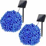 [lot de 2] guirlande lumineuse solaire d'ext�rieur, 22 m, 200 led, 8 modes, �tanche, pour jardin, patio, ...