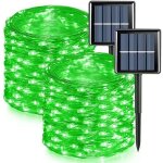 Lot de 2 guirlandes lumineuses solaires d'ext�rieur, fil de cuivre, �tanches, 32 m�tres par guirlande, ...