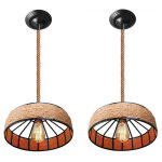 Lot de 2 industriel suspension luminaire vintage r�glable lustre corde de chanvre pour salon chambre ...