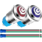 Lot de 2 interrupteurs à bouton - poussoir à verrouillage automatique en acier inoxydable 12 mm 12 v ... Lot de 2 interrupteurs à bouton - poussoir à verrouillage automatique en acier inoxydable 12 mm 12 v ...