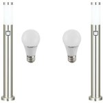 Lot de 2 lampes d'ext�rieur lampadaire en acier inoxydable �clairage ip44 avec led
