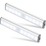 Lot de 2 lampes 10 led, sans fil, rechargeable par usb, aimant, dtecteur de mouvement, 2 modes d'clairage, ...