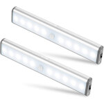 Lot de 2 lampes 10 led, sans fil, rechargeable par usb, aimant�, d�tecteur de mouvement, 2 modes d'�clairage, ...