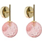 Beliani - lot de 2 lampes murales modernes glam abat - jour en verre rose et m�tal dor� anadyr