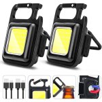 Lot de 2 lampes de poche porte - cl�s rechargeables cob avec aimant, clip et d�capsuleur, id�ales pour ...