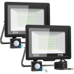 Lot de 2 lampes de s�curit� ext�rieures avec d�tecteur de mouvement ? led ultra - lumineuses 50 w ? alimentati ...