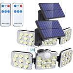 Lot de 2 lampes solaires exterieur avec détecteur de mouvement ip65 Étanche 138 led projecteur extérieur ... Lot de 2 lampes solaires exterieur avec détecteur de mouvement ip65 Étanche 138 led projecteur extérieur ...
