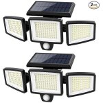 [lot de 2] lampes solaires ext�rieur puissante - 210led projecteur lumi�re solaire ext�rieure avec d�tecteur ...