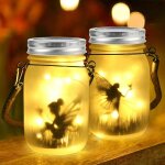 Lot de 2 lanternes solaires tanches ip44 en pot mason pour extrieur, patio, pelouse, fte, dcoration ...