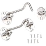 Lot de 2 loquets  crochet et ?illet en acier inoxydable, serrure  crochet de portail, serrure  crochet ...