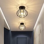 Lot de 2 luminaires de plafond  cristaux, lustre plafonnier cage et cristal e27 led pour cuisine couloir ...