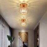 Lot de 2 luminaires de plafond � cristaux, lustre plafonnier cage et cristal e27 led pour cuisine couloir ...