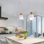 Axhup - lot de 2 lustre suspension industrielle e27 cage en fer et bois luminaire style contemporain ...
