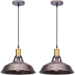 Lot de 2 lustre suspension industrielle vintage e27 led lampe plafonniers retro abat - jour pour cuisine ...