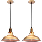 Lot de 2 lustre suspension industrielle vintage e27 led lampe plafonniers retro abat - jour pour cuisine ...