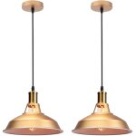 Lot de 2 lustre suspension industrielle vintage e27 led lampe plafonniers retro abat - jour pour cuisine ...