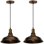 Lot de 2 lustre suspension industrielle vintage e27 led lampe plafonniers retro abat - jour pour cuisine ...