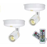 Lot de 2 mini spots sans fil � piles pour tableau d'int�ri � intensit� variable avec t�l�commande � coller ...