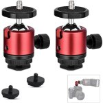 Lot de 2 mini t�tes de tr�pied � rotule avec trou filet� 1 / 4 - rotation � 360� - pour appareil photo, ...