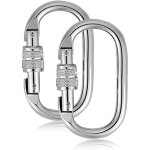 Lot de 2 mousquetons d'escalade 25 kn, mousquetons en acier inoxydable, mousqueton de verrouillage avec ...